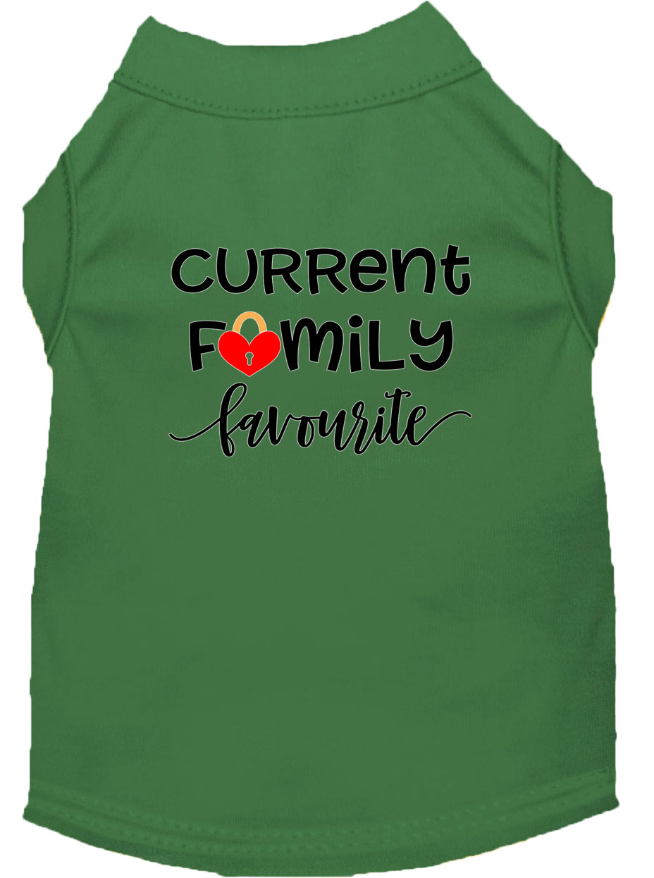 Family Favorite Screen Print Dog Shirt Green Med